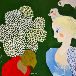 絵本なブックカバー『アジサイと鳥』 4枚目の画像