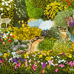 絵本なブックカバー『春の庭』 3枚目の画像