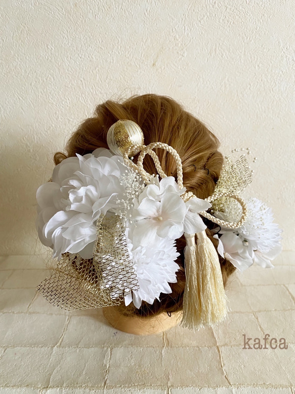 ♡ 和服系列 9 成人儀式髮飾婚禮儀式 Kasumi Kusa 流蘇花頭飾 第3張的照片