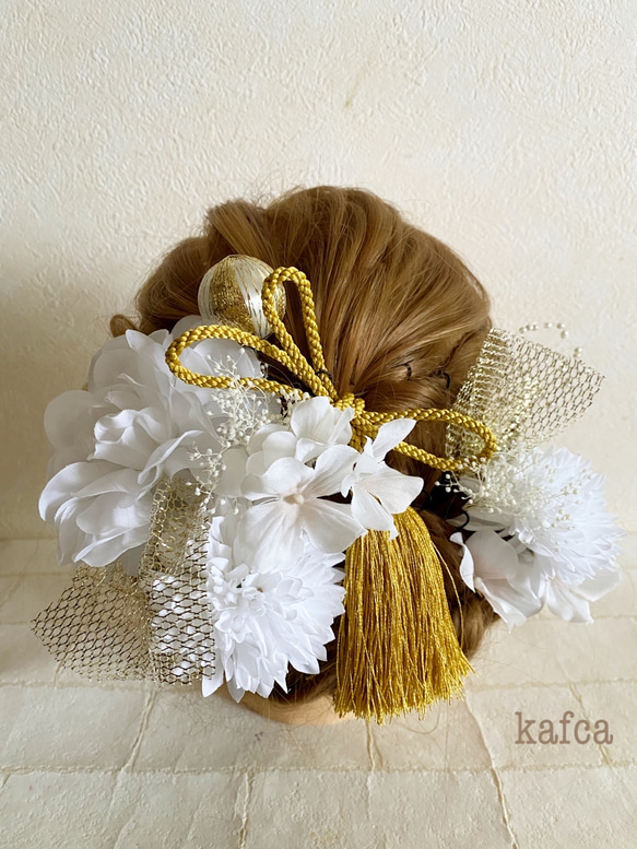 ★ 和服系列 10 成人儀式髮飾婚禮儀式 Kasumi Kusa 流蘇花頭飾 第1張的照片
