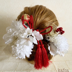 ♡ 和服系列 11 成人儀式髮飾婚禮儀式 Kasumi Kusa 流蘇花頭飾 第1張的照片