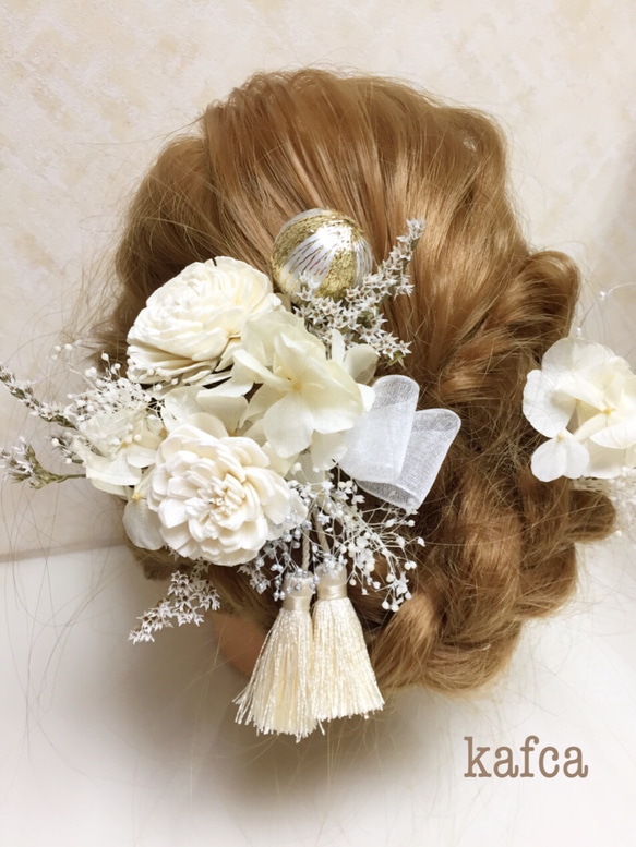 ★#1和装 結婚式 成人式 ウェディング ヘッドドレス 髪飾り 2枚目の画像
