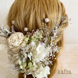 ★♪2 -グリーン結婚式 成人式 ウェディング ヘッドドレス 髪飾り 3枚目の画像