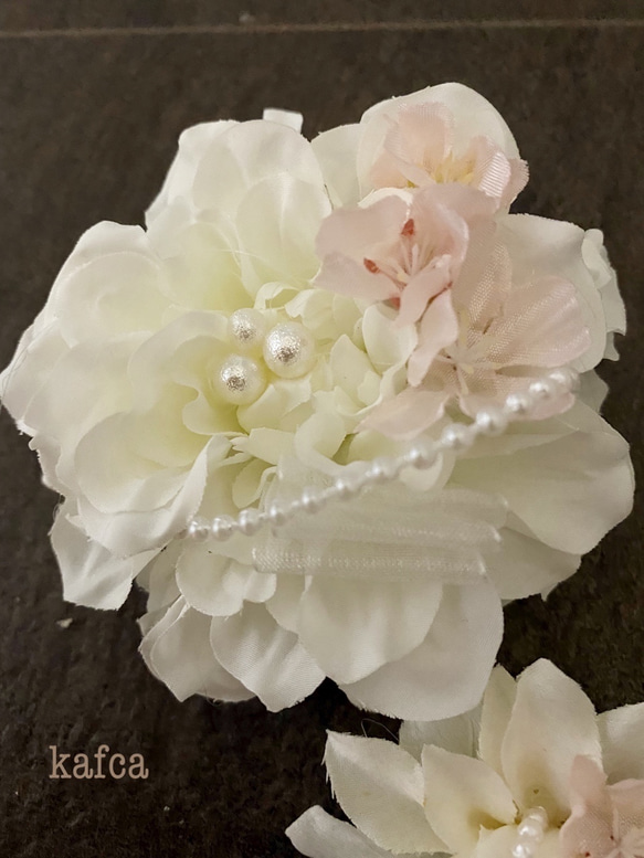 Cherry Blossom Handmade 2023♡櫻花盛開的晴天親子配套胸花2way大麗花頭飾 第2張的照片