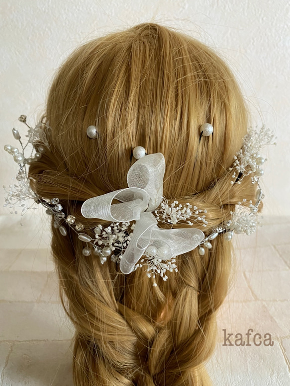 ★ 小枝珍珠系列Ⅰ 永生花婚禮婚禮新娘頭飾髮飾 第2張的照片