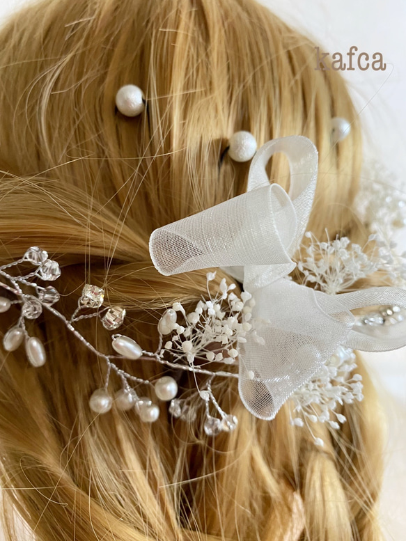 ★ 小枝珍珠系列Ⅰ 永生花婚禮婚禮新娘頭飾髮飾 第3張的照片