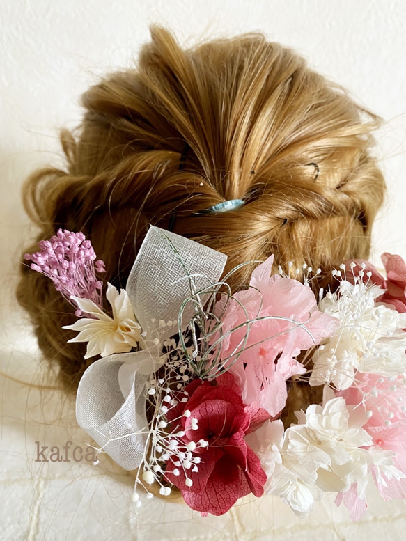 lovelyシリーズ#4 ♡結婚式 成人式 ウェディング  プリザーブドフラワー ドライフラワー 髪飾り 2枚目の画像