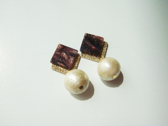 marble square × pearl pierce 4枚目の画像