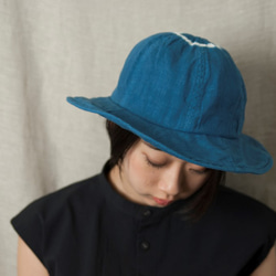 リネン天然藍染めメトロハット № 717501 421/ NAVY 58cm 2枚目の画像
