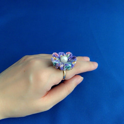かわいいお花のリング（紫系） 2枚目の画像