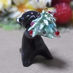 粘土にゃんこ（黒猫とクリスマスツリー） 5枚目の画像