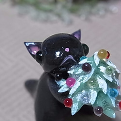 粘土にゃんこ（黒猫とクリスマスツリー） 6枚目の画像