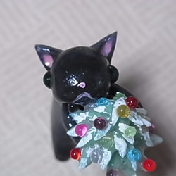 粘土にゃんこ（黒猫とクリスマスツリー） 7枚目の画像