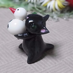粘土にゃんこ（黒猫と雪だるま） 5枚目の画像