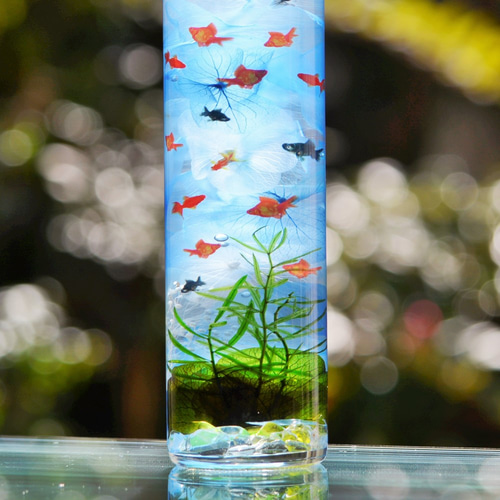 out       ナチュラル♡ハーバリウム♥︎︎ ハーバリウムアート フラワーアクアリウム金魚B【LEDコースター