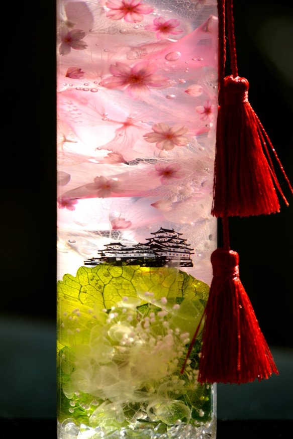 雛人形と桜のハーバリウムアート「城桜」B 3枚目の画像