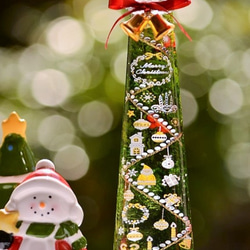 早割クリスマス２０２０☆彡クリスマスハーバリウムアート・サンタとスノーマンM（LEDライト付き） 3枚目の画像