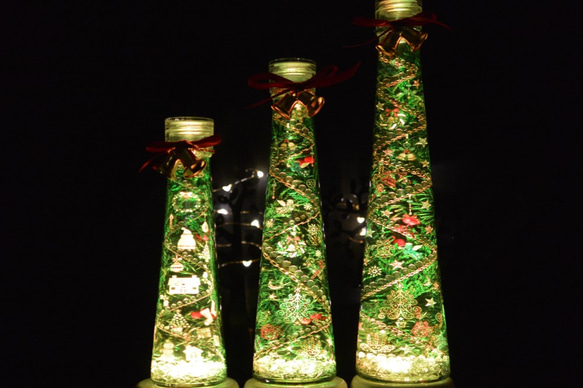 早割クリスマス２０２０☆彡クリスマスハーバリウムアート・サンタとスノーマンM（LEDライト付き） 4枚目の画像