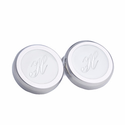 Monogram White Silver Cufflinks with Clip-on Button Covers 2枚目の画像