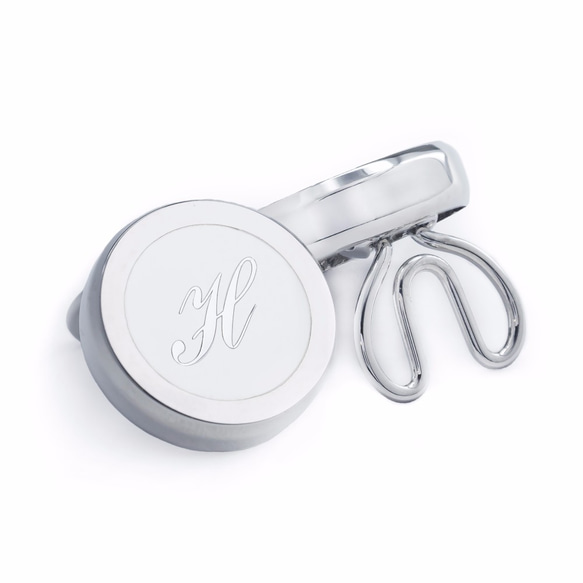 Monogram White Silver Cufflinks with Clip-on Button Covers 3枚目の画像