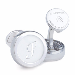 Monogram White Silver Cufflinks with Clip-on Button Covers 8枚目の画像