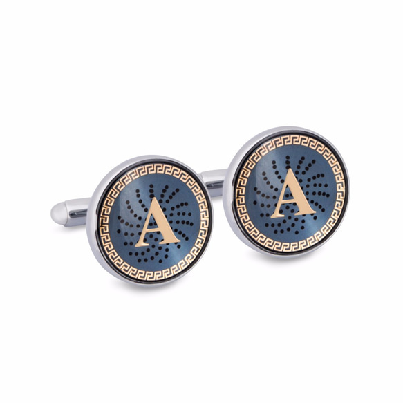 Navy Monogram Alphabet Cufflinks 1枚目の画像