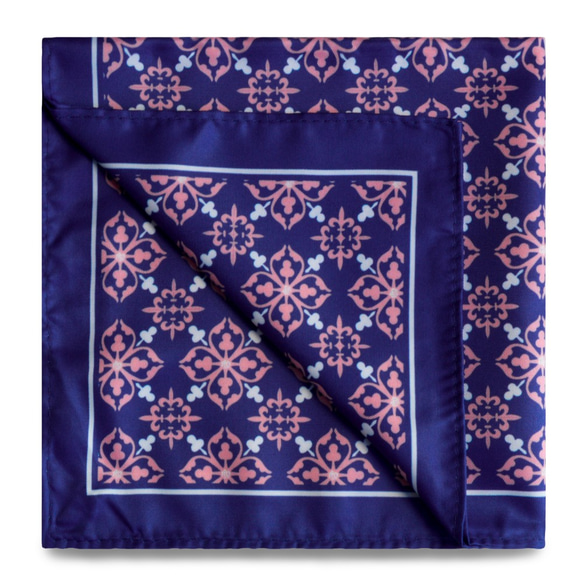 タオルでニョニャ風タイル印刷正方形のスーツのポケットタオルチェスト 2枚目の画像