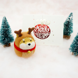 羊毛氈柴柴聖誕鹿別針鑰匙鏈擺飾冰箱貼 狗狗聖誕球 聖誕挂飾 第7張的照片