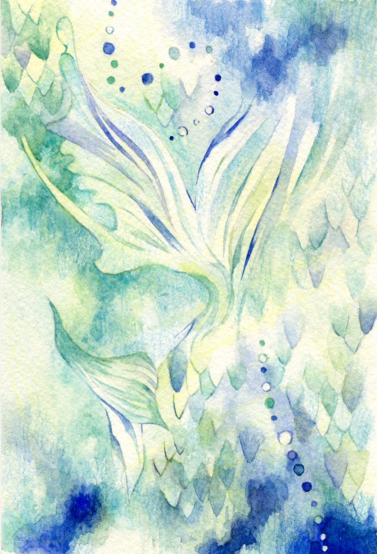 かわいいさかな　絵画 碧のさかな ( 原画 ) 絵画 chiSa 通販 880675｜Creema(クリーマ)