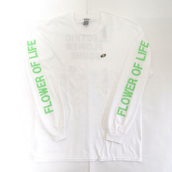 長袖Tシャツ「花音符イラスト」（レコードワッペン）　ホワイト　XLサイズ　WATERFALLオリジナル　コラボ品 1枚目の画像