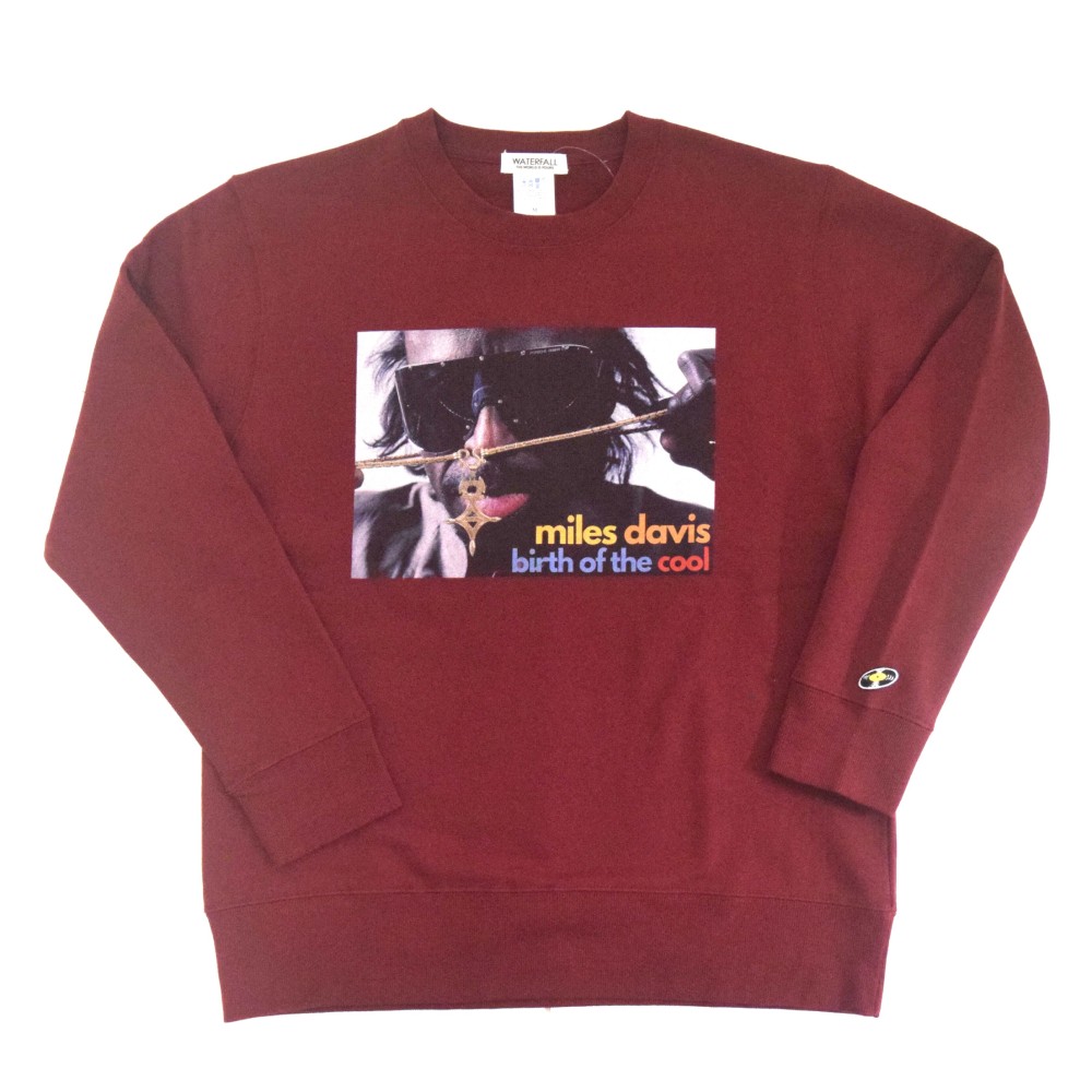 「MILES DAVIS」ボルドー ジャズスウェット（写真家・内山繁氏コラボ） Sサイズ　秋　WATERFALL