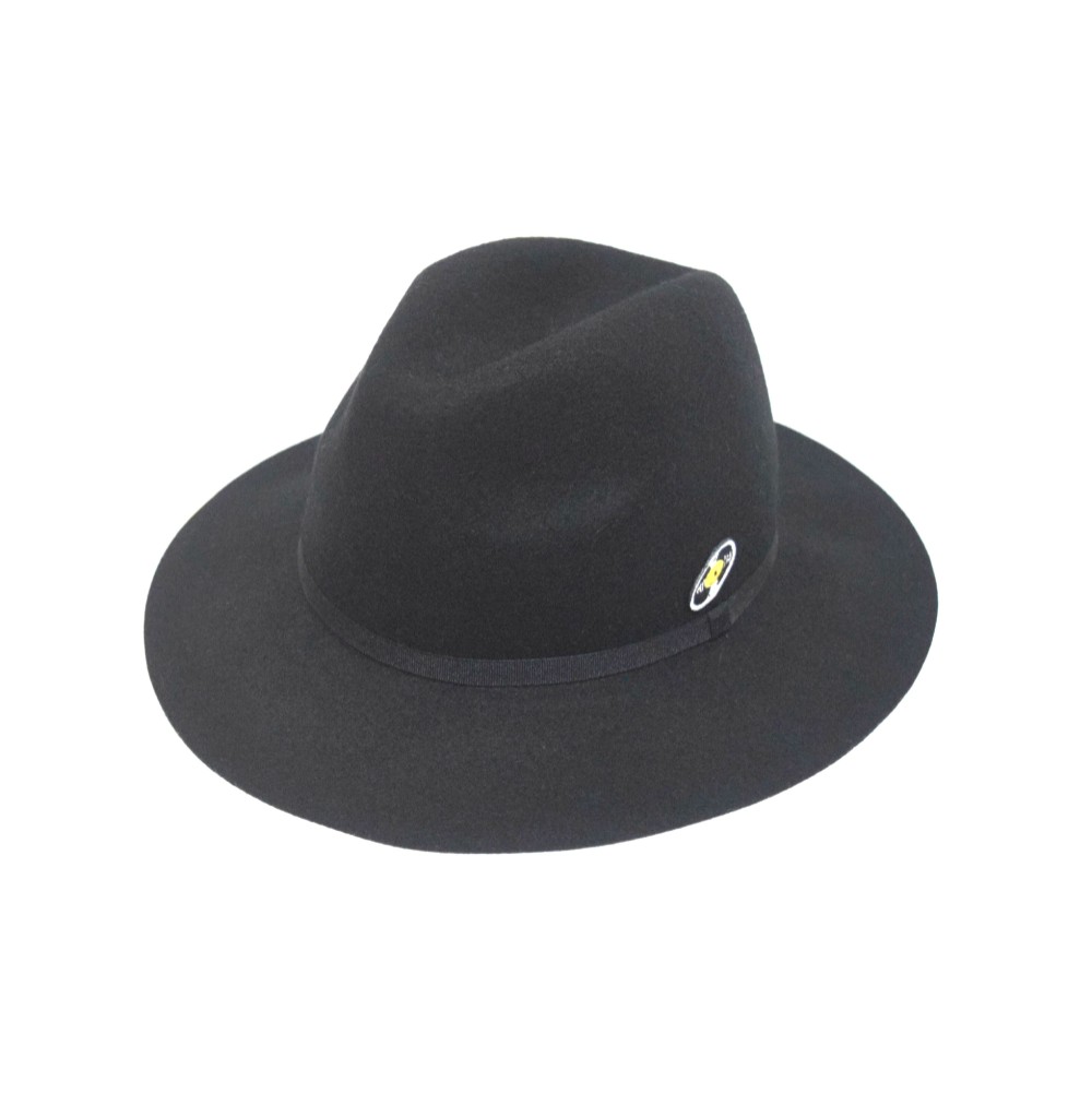 つば広ハット（レコードワッペン）　ブラック　F　秋冬　ヒッピー WATERFALL ユニセックス