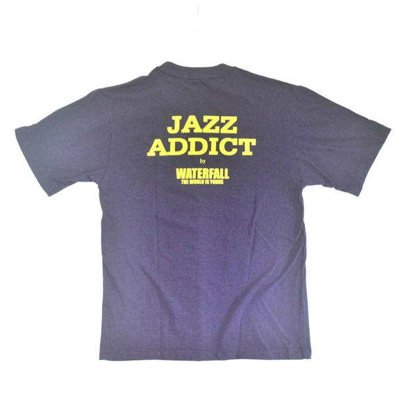 「JACO PASTORIUS」ver.8　ジャズTシャツ（写真家・内山繁氏撮）ネイビー　Lサイズ　WATERFALL 5枚目の画像