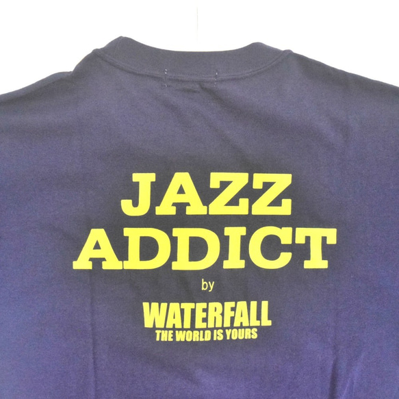 「JACO PASTORIUS」ver.8　ジャズTシャツ（写真家・内山繁氏撮）ネイビー　Lサイズ　WATERFALL 6枚目の画像