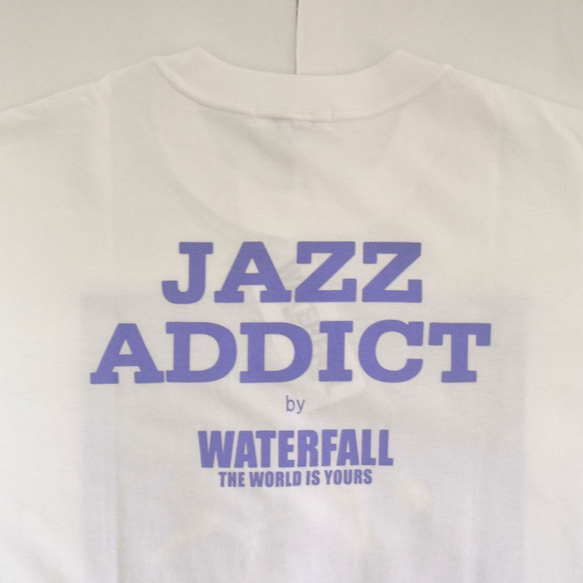 「JACO PASTORIUS」ver.6　ジャズTシャツ（写真家・内山繁氏撮）ホワイト　Sサイズ　WATERFALL 6枚目の画像