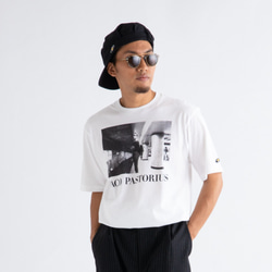 「JACO PASTORIUS」ver.5　ジャズTシャツ（写真家・内山繁氏撮）ホワイト　Lサイズ　WATERFALL 1枚目の画像