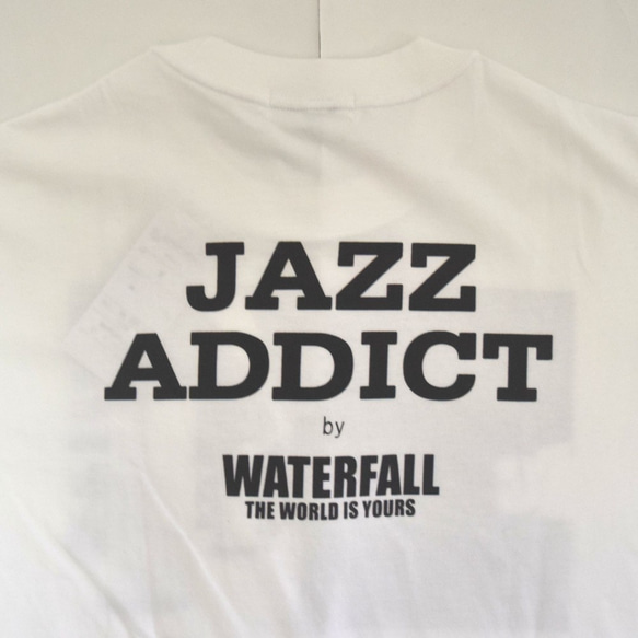 「JACO PASTORIUS」ver.5　ジャズTシャツ（写真家・内山繁氏撮）ホワイト　Lサイズ　WATERFALL 7枚目の画像