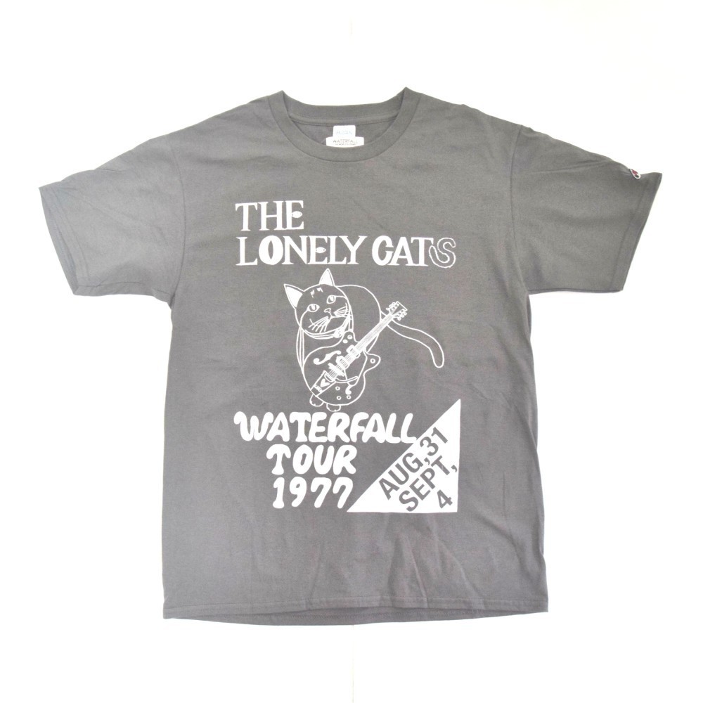猫ツアーT「猫バンド」（レコードワッペン）　チャコール　Mサイズ　夏　WATERFALLオリジナル　生産数量限定品 4,620円