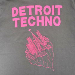 テクノ長袖Tシャツ「デトロイト（DETROIT TECHNO）」チャコール Mサイズ 秋 WATERFALLオリジナル品 2枚目の画像