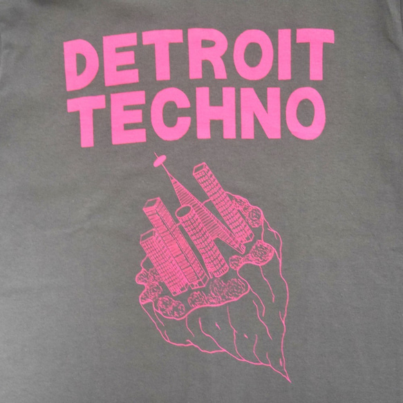 テクノ長袖Tシャツ「デトロイト（DETROIT TECHNO）」チャコール Sサイズ 秋 WATERFALLオリジナル品 2枚目の画像