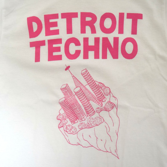 テクノ長袖Tシャツ「デトロイト（DETROIT TECHNO）」ホワイト Mサイズ 秋 WATERFALLオリジナル商品 3枚目の画像
