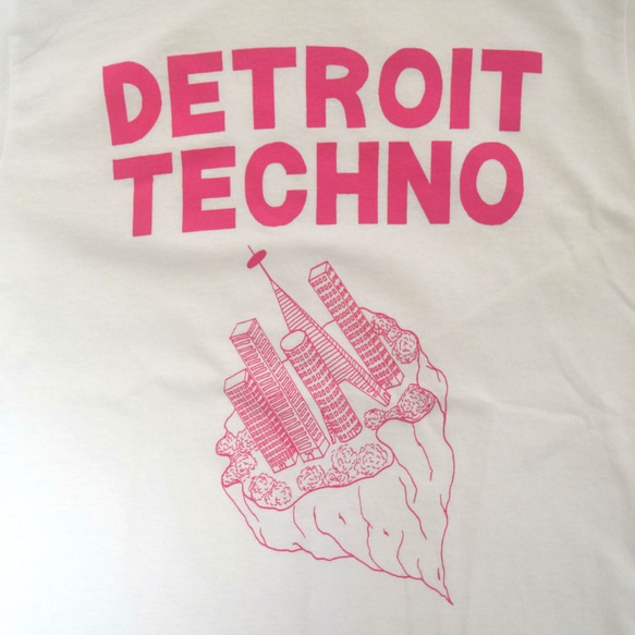 テクノ長袖Tシャツ「デトロイト（DETROIT TECHNO）」ホワイト Sサイズ 秋 WATERFALLオリジナル商品 2枚目の画像