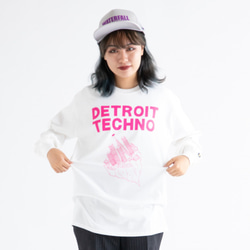 テクノ長袖Tシャツ「デトロイト（DETROIT TECHNO）」ホワイト Sサイズ 秋 WATERFALLオリジナル商品 6枚目の画像