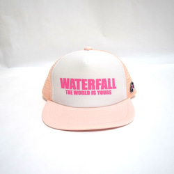 ロゴメッシュキャップ（レコードワッペン）　ホワイト×ピンク　F　ユニセックス　夏　WATERFALL　2021SS 1枚目の画像