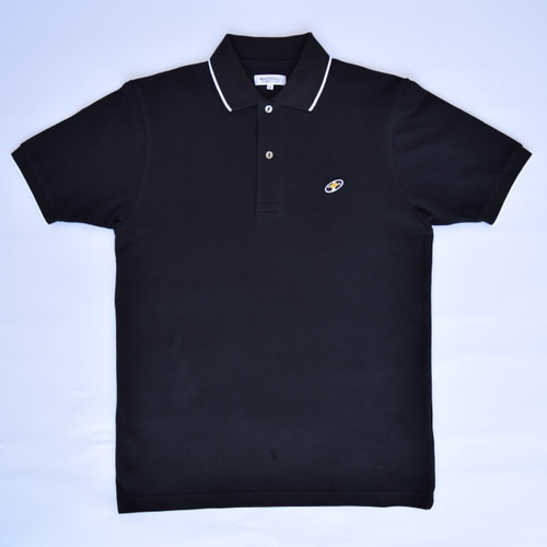 ポロシャツ（レコードワッペン） ブラック Lサイズ WATERFALL