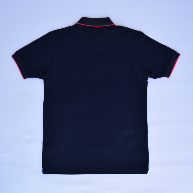 ポロシャツ（レコードワッペン）　ネイビー　Mサイズ　WATERFALLオリジナル　メンズ　綿カノコ素材