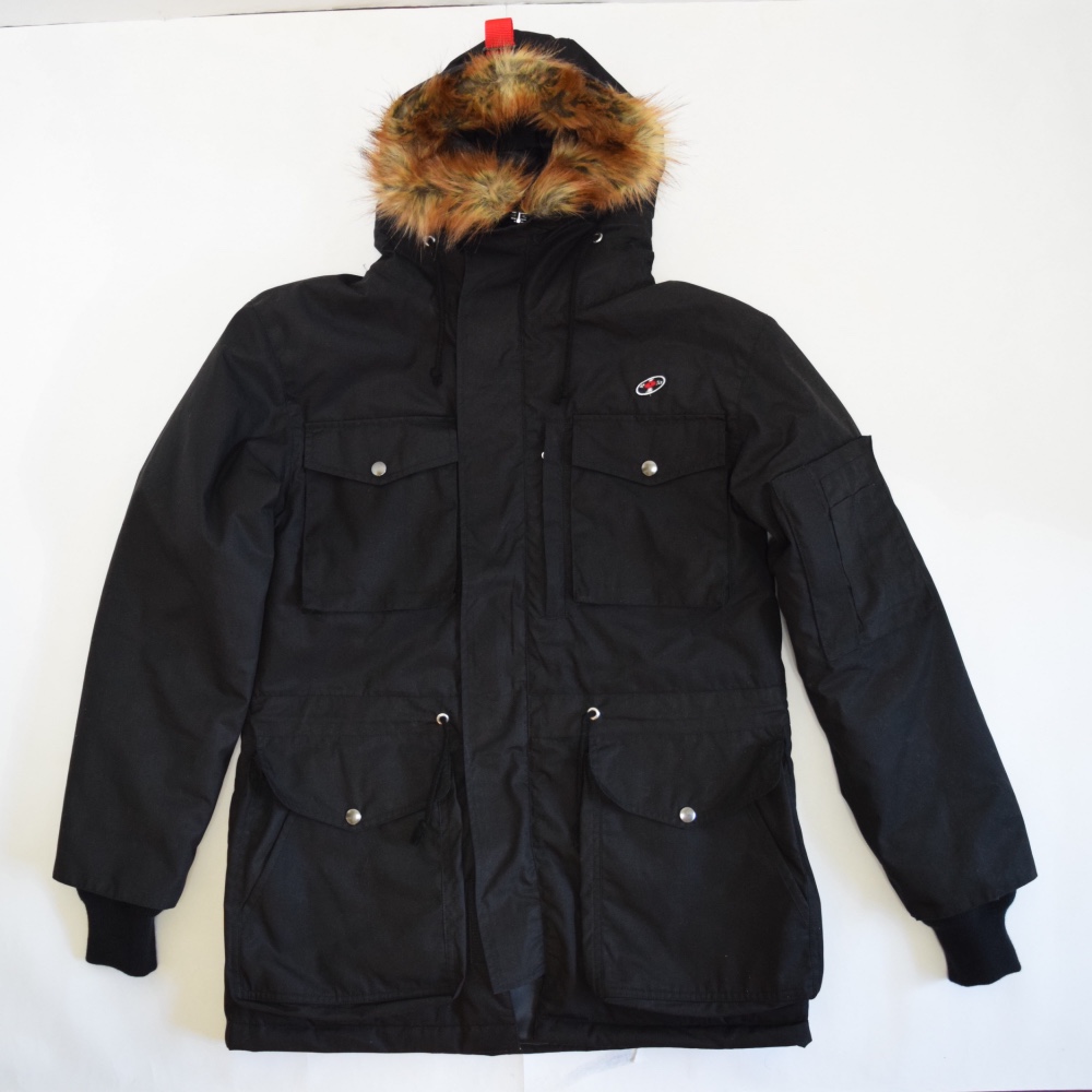 中綿アウター（レコードワッペン）　ブラック　Lサイズ　WATERFALLオリジナル　メンズ　冬物　※TV着用品