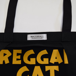 猫ツアートートバッグ「猫レゲエ」　レコードバッグ　ブラック　WATERFALLオリジナル　生産数量限定　 F　綿素材 4枚目の画像