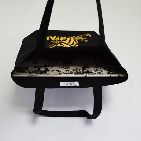 猫ツアートートバッグ「猫レゲエ」　レコードバッグ　ブラック　WATERFALLオリジナル　生産数量限定　 F　綿素材 7枚目の画像