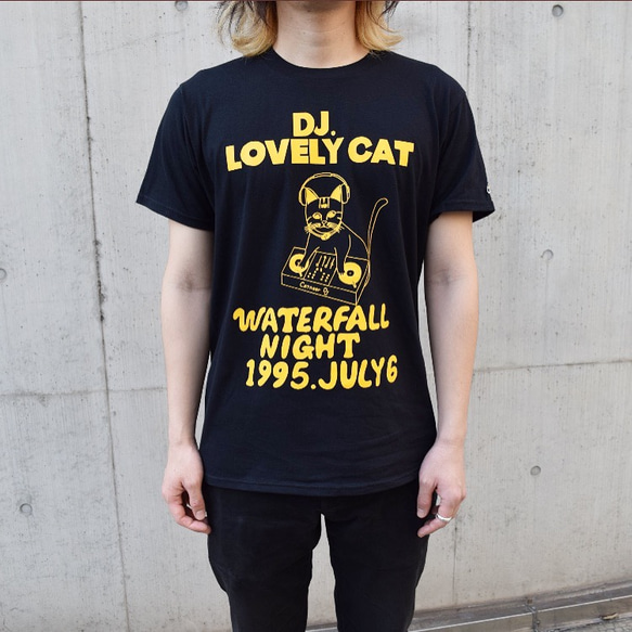 猫ツアーT「DJ猫」（レコードワッペン）　ブラック　Lサイズ　夏　WATERFALLオリジナル　生産数量限定品 7枚目の画像